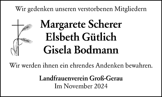 Traueranzeige von Gisela Bodmann von Groß-Gerauer Echo