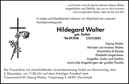 Traueranzeige von Hildegard Walter von Darmstädter Echo