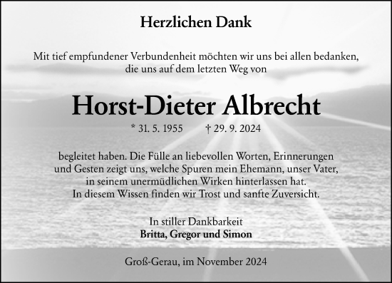 Traueranzeige von Horst-Dieter Albrecht von Groß-Gerauer Echo