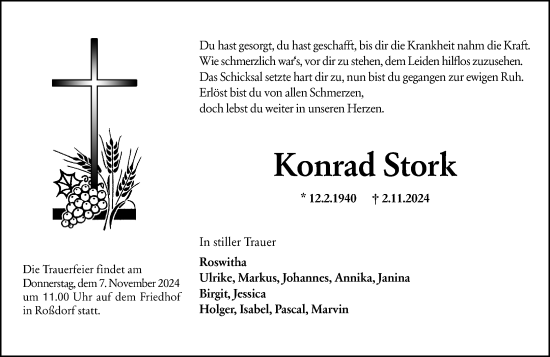 Traueranzeige von Konrad Stork von Darmstädter Echo