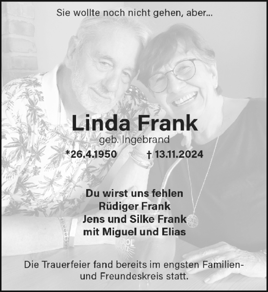 Traueranzeige von Linda Frank von Darmstädter Echo