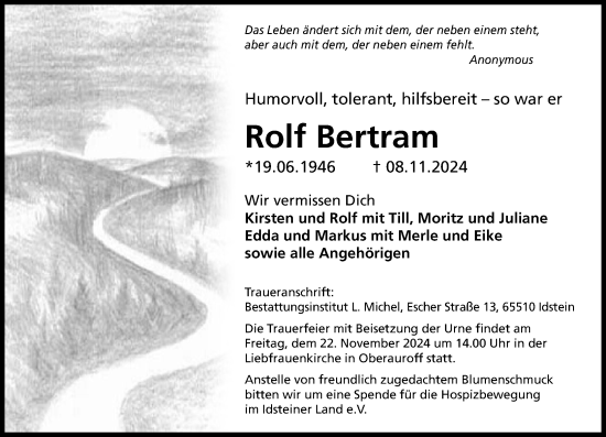 Traueranzeige von Rolf Bertram von Idsteiner Land/Untertaunus