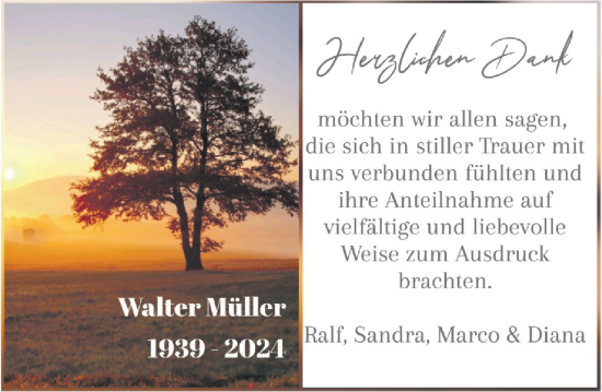 Traueranzeige von Walter Müller von Odenwälder Echo