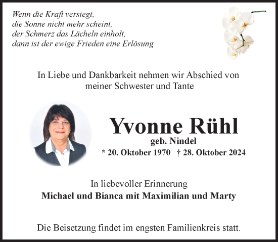 Traueranzeige von Yvonne Rühl von Wiesbadener Kurier