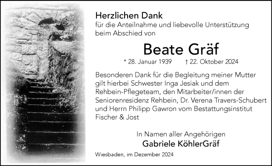 Traueranzeige von Beate Gräf von Idsteiner Land/Untertaunus