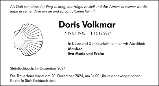 Traueranzeige von Doris Volkmar von Camberger Anzeiger