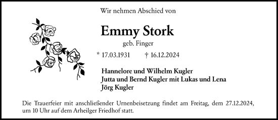 Traueranzeige von Emmy Stork von Darmstädter Echo