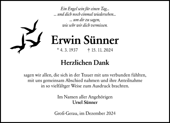 Traueranzeige von Erwin Sünner von Groß-Gerauer Echo