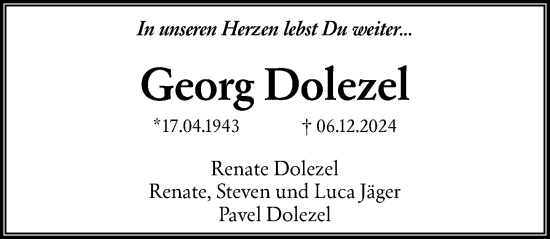 Traueranzeige von Georg Dolezel von Wiesbadener Kurier