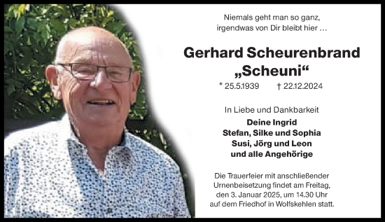 Traueranzeige von Gerhard Scheurenbrand von Groß-Gerauer Echo