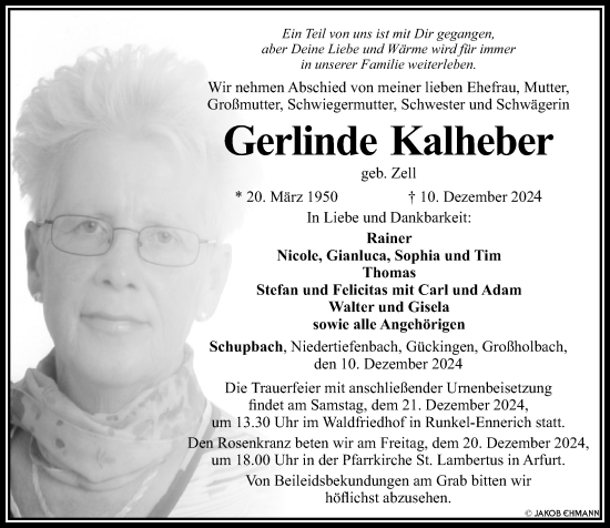 Traueranzeige von Gerlinde Kalheber von Nassauische Neue Presse