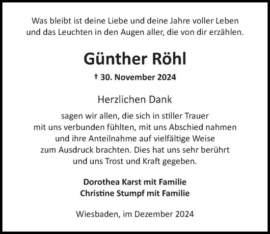 Traueranzeige von Günther Rühl von Wiesbadener Kurier