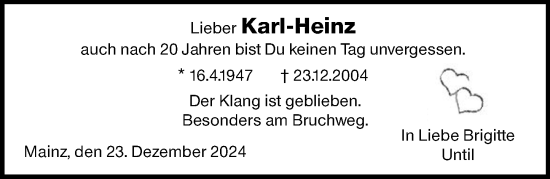 Traueranzeige von Karl-Heinz  von Allgemeine Zeitung Mainz