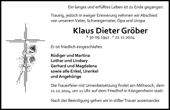 Traueranzeige von Klaus  Gröber von Allgemeine Zeitung Mainz