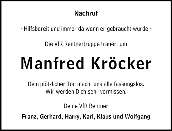 Traueranzeige von Manfred Kröcker von Groß-Gerauer Echo