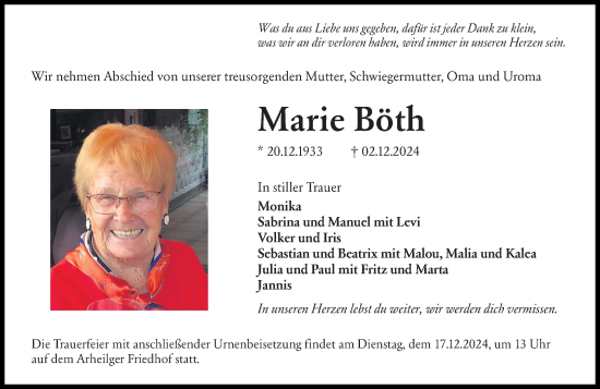 Traueranzeige von Marie Böth von Darmstädter Echo