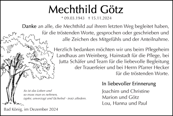 Traueranzeige von Mechthild Götz von Odenwälder Echo