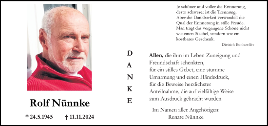 Traueranzeige von Rolf Nünnke von Allgemeine Zeitung Mainz