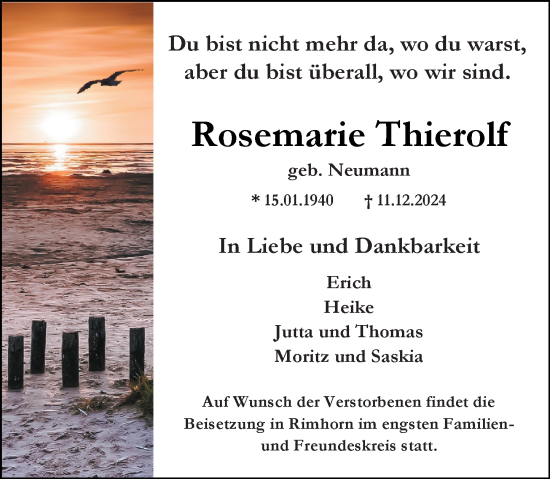 Traueranzeige von Rosemarie Thierolf von Odenwälder Echo