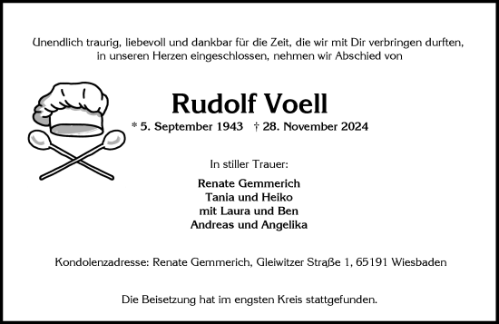 Traueranzeige von Rudolf Voell von Allgemeine Zeitung Mainz