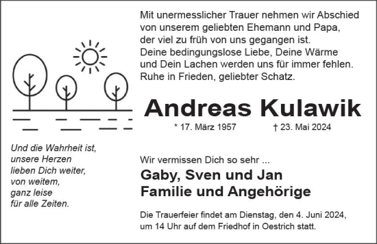 Traueranzeige von Andreas Kulawik von Wiesbadener Kurier