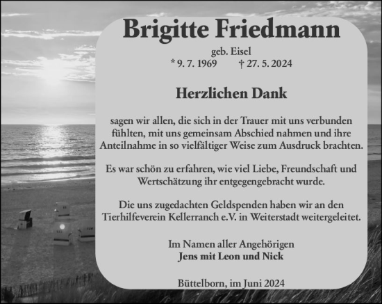 Traueranzeige von Brigitte Friedmann von Groß-Gerauer Echo