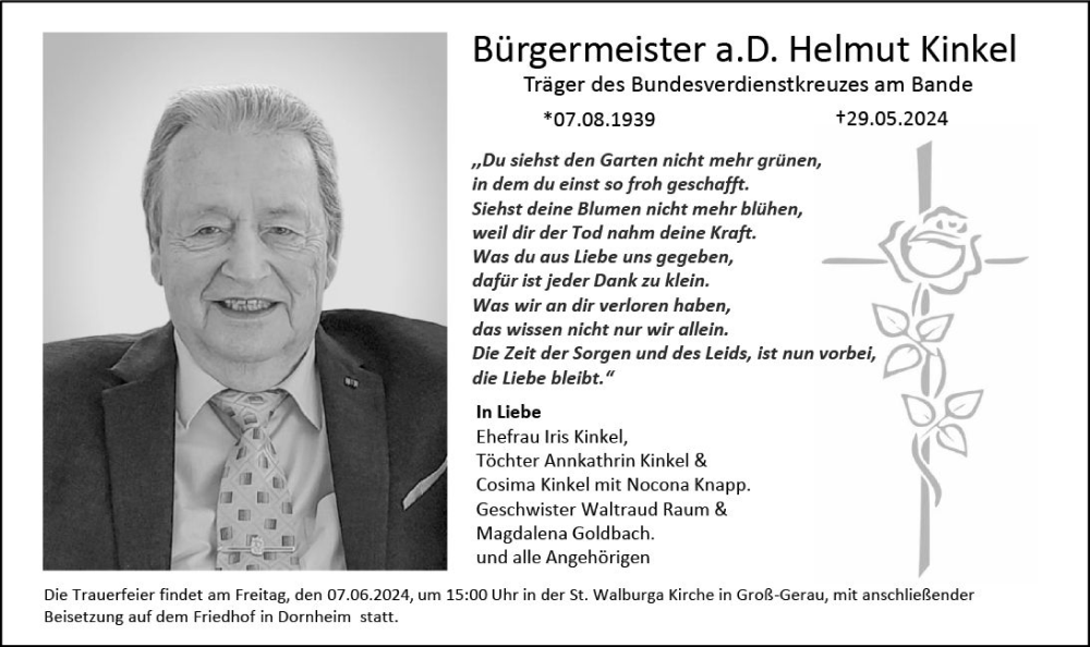  Traueranzeige für Helmut Kinkel vom 05.06.2024 aus Groß-Gerauer Echo