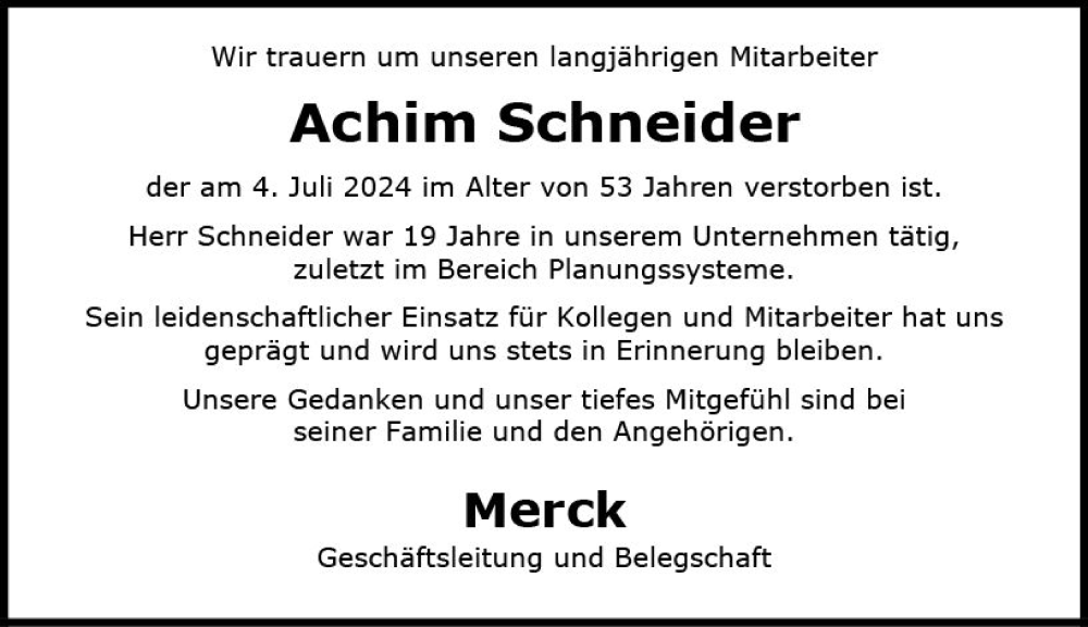  Traueranzeige für Achim Schneider vom 20.07.2024 aus Darmstädter Echo