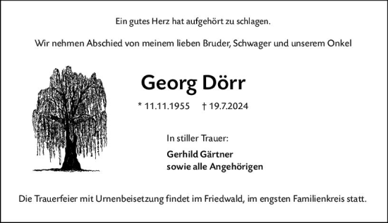 Traueranzeige von Georg Dörr von Groß-Gerauer Echo