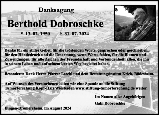 Traueranzeige von Berthold Dobroschke von Allgemeine Zeitung Rheinhessen-Nahe