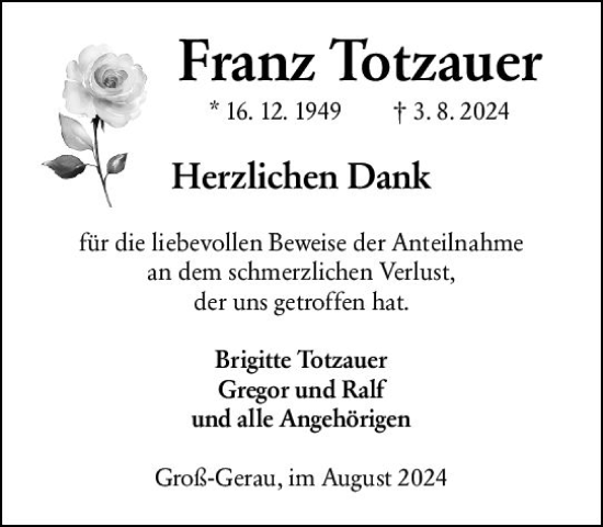 Traueranzeige von Franz Totzauer von Groß-Gerauer Echo