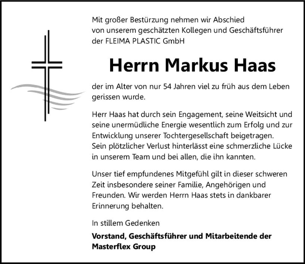  Traueranzeige für Markus Haas vom 17.08.2024 aus Odenwälder Echo