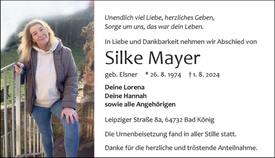 Traueranzeige von Silke Mayer von Odenwälder Echo