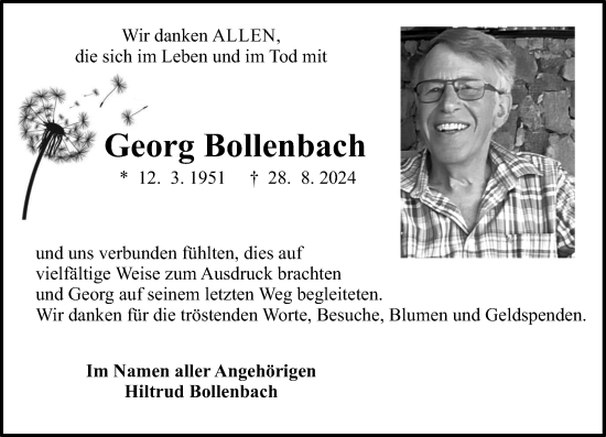 Traueranzeige von Georg Bollenbach von Allgemeine Zeitung Rheinhessen-Nahe