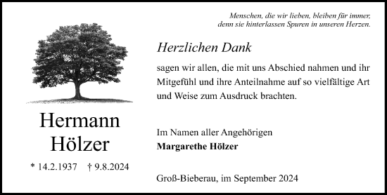 Traueranzeige von Hermann Hölzer von Darmstädter Echo