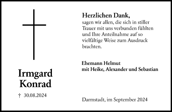 Traueranzeige von Irmgard Konrad von Darmstädter Echo