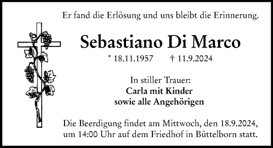 Traueranzeige von Sebastiano Di Marco von Darmstädter Echo