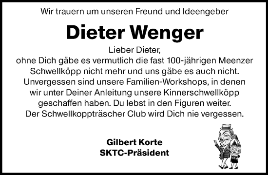 Traueranzeige von Dieter Wenger von Allgemeine Zeitung Mainz