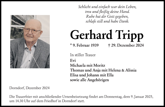 Traueranzeige von Gerhard Tripp von Nassauische Neue Presse