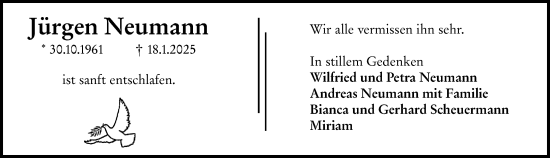 Traueranzeige von Jürgen Neumann von Odenwälder Echo