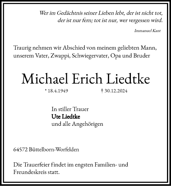 Traueranzeige von Michael Erich Liedtke von Groß-Gerauer Echo